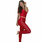 Luxe Label Red Leggings - BombomdoBrasil